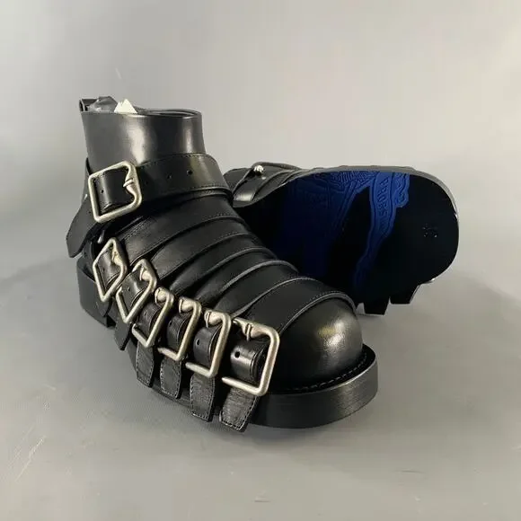 BURBERRY Size 7 Black Leather Pull On Boots - Picture 5 of 9